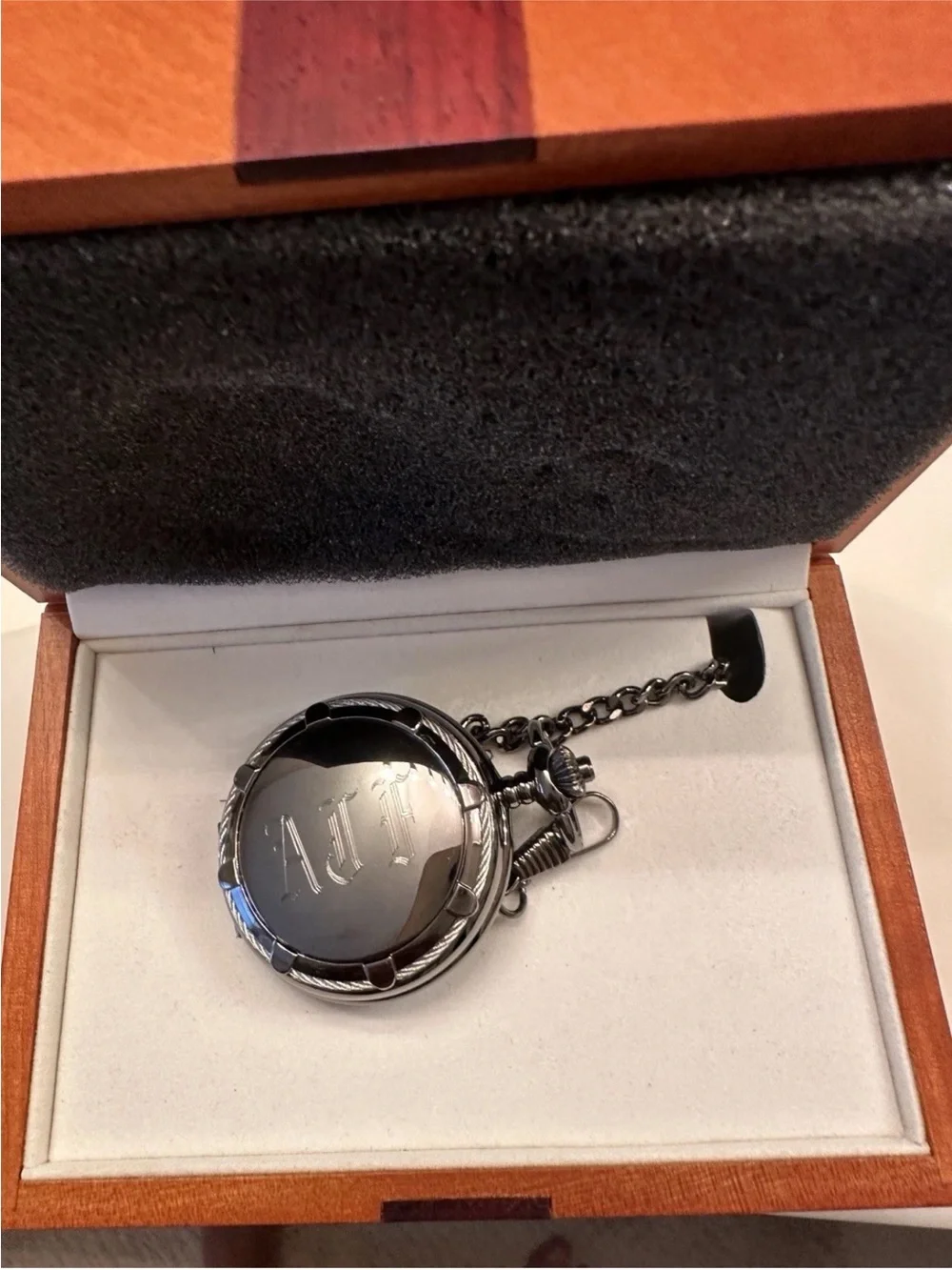 Black Hunter-Case Pocket Watch with Chain